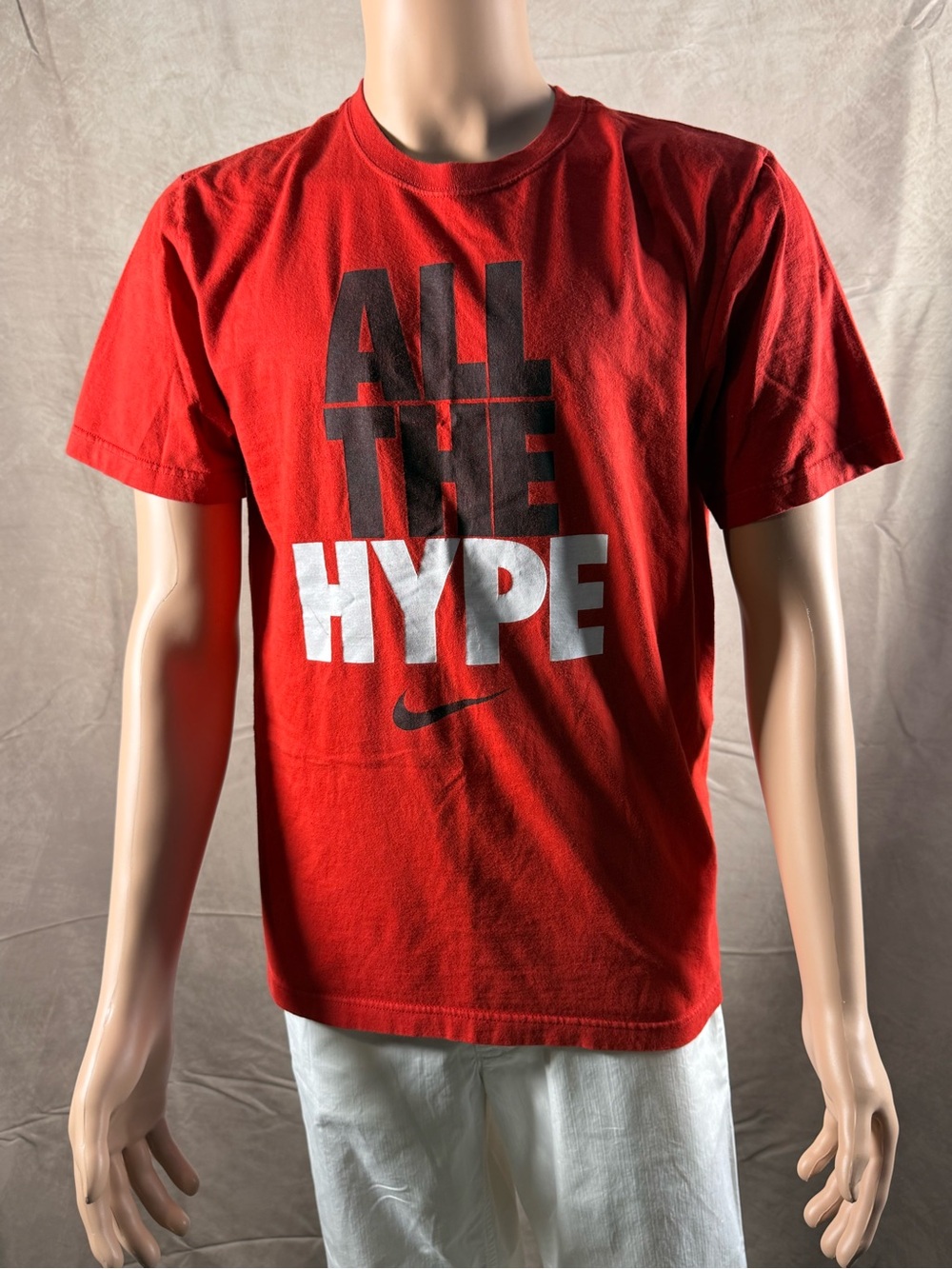 Nike Red Short Sleeve Tee with Black and White Text